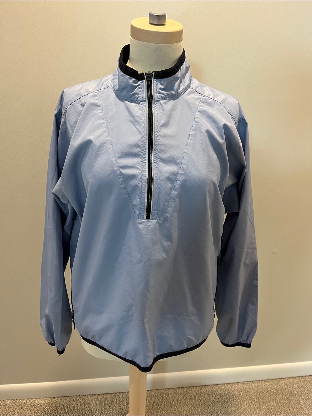 Nike Light Blue Half-Zip Varsity Windbreaker with Black Trim